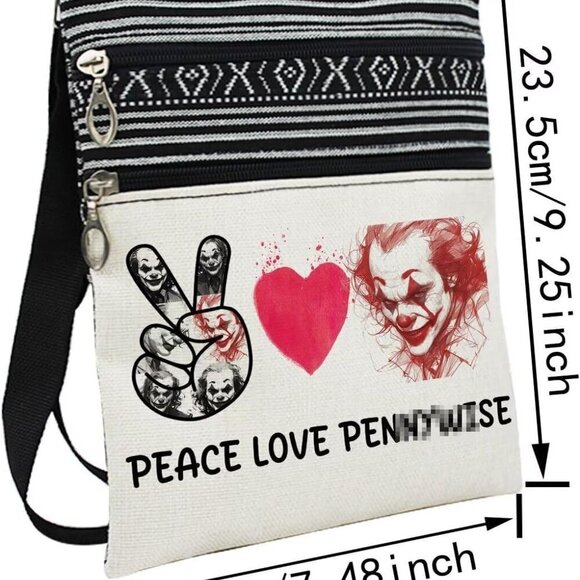 Clowns Ethnic Pattern Crossbody Bag Small Phone Wallet Zipper Adjustable - Picture 2 of 7